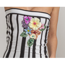 Мини раирана рокля - черно и бяло