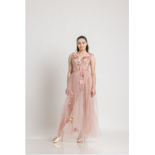 Двупластова тюлена дълга рокля