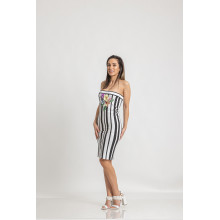 Мини раирана рокля - черно и бяло