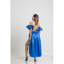 Midi Satin Dress Blue Vibe