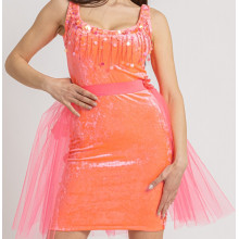 Мини рокля в коралов цвят