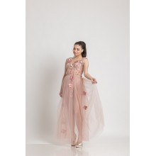 Двупластова тюлена дълга рокля