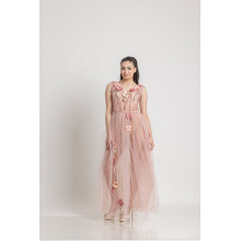 Двупластова тюлена дълга рокля