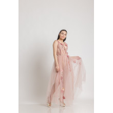 Двупластова тюлена дълга рокля