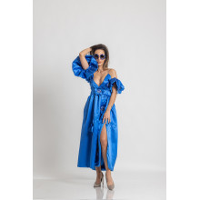 Midi Satin Dress Blue Vibe