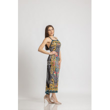 Щампирана миди рокля с една презрамка